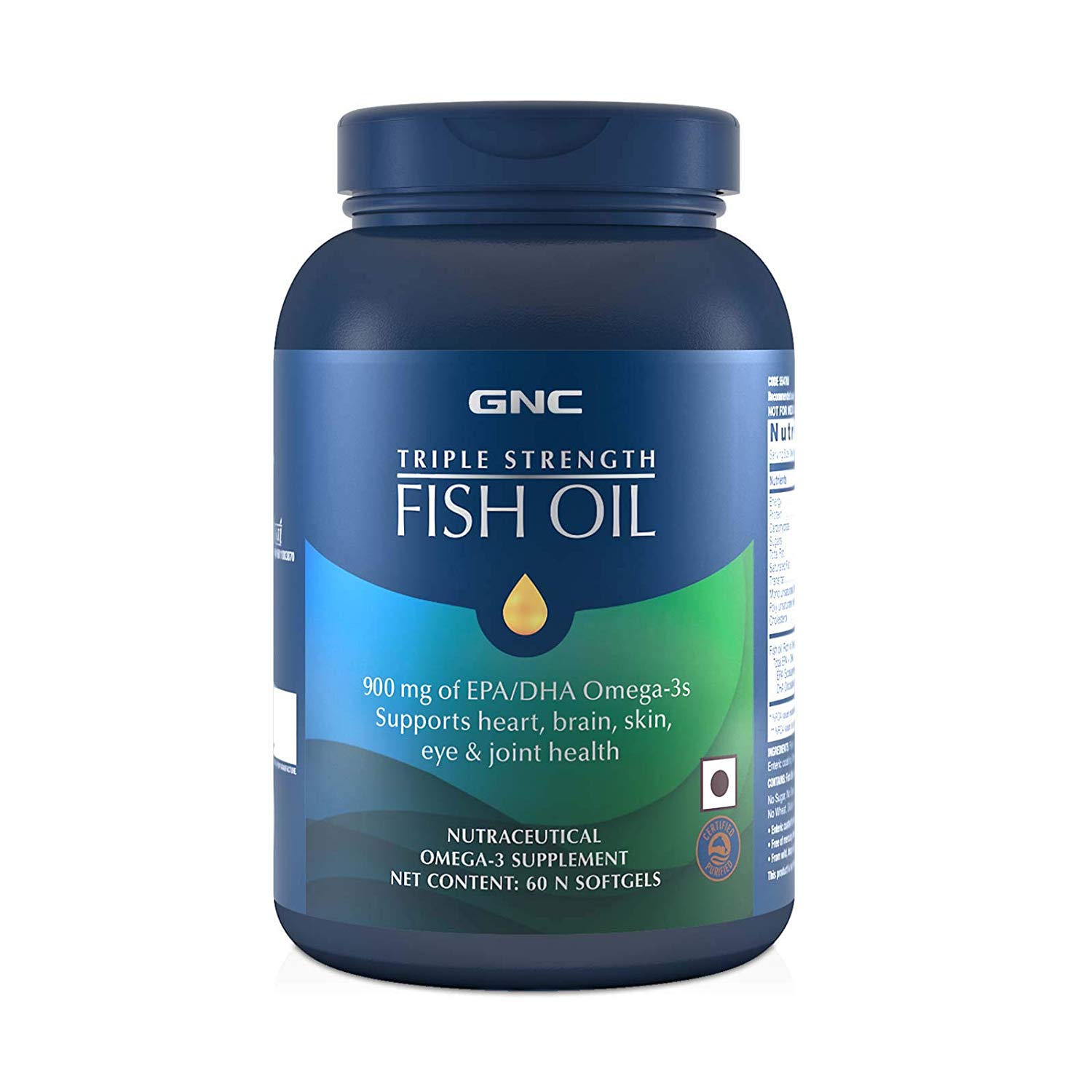 GNC Triple Strength Fish Oil 900Mg Omega-3 60 Softgels