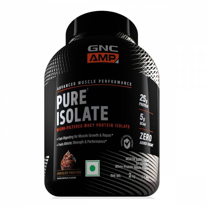 GNC AMP Pure Isolate - 25g Protein, 5g BCAA, Low Carb - 4.4 lbs, 2 kg (Chocolate Frosting)