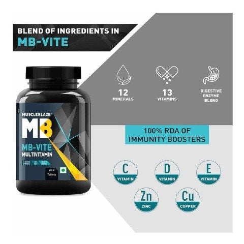 MuscleBlaze MB-VITE Multivitamin for Immunity-100% RDA of Vit C 60 tablet(s), Unflavoured
