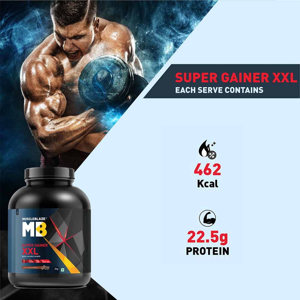 MuscleBlaze Mass Gainer XXL with Complex Carbs and Proteins in 3:1 ratio, 3 kg (6.6 lb), Chocolate